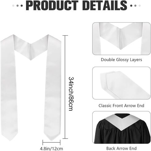 Graduation Stole Class of 2025 70" Long Plain Unisex Adults Graduation Sash Honor Graduation Stole for High School College in Saudi Arabia