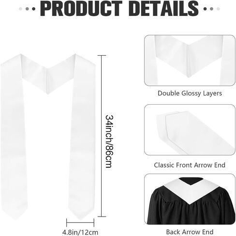 Graduation Stole Class of 2025 70" Long Plain Unisex Adults Graduation Sash Honor Graduation Stole for High School College in Saudi Arabia