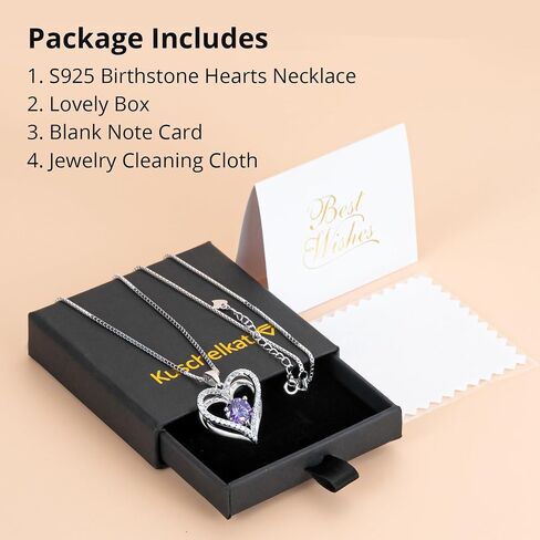 Sterling Silver Heart-within-a-Heart Necklace for Women, Birthstone Accent Necklace, Ideal Gifts for Christmas, Anniversaries, and Birthdays, Full Diamond Heart Jewelry for Every Special Occasion. in Saudi Arabia