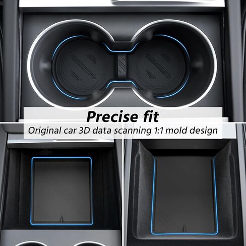 3PCS Center Console Organizer,Armrest Storage Box Mat,Center Console Organizer Organizer Mat,Cup Holder Mat Compatible with Tesla Model 3 (2024) Accessories (Black) in Saudi Arabia