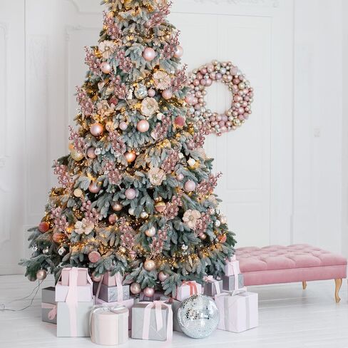 Palonu 36 Pcs Christmas Glitter Berries Stems,8.5 Inch Artificial Christmas Picks for Christmas Tree Ornaments for DIY Xmas Wreath Crafts Gifts Holiday Home Decor (Rose Gold) in Saudi Arabia