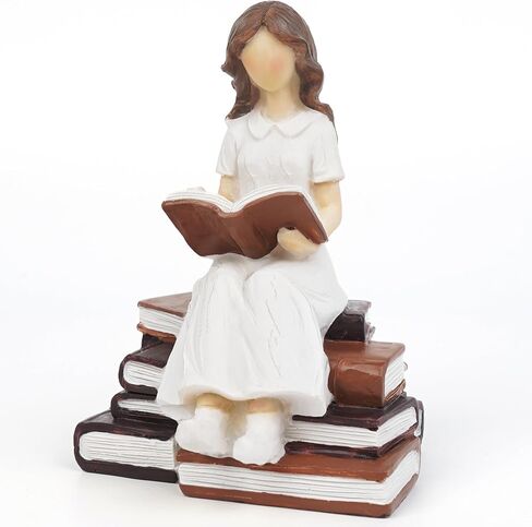 Book Lover Gifts for Women Figurines, Girl Reading Statue Gift for Readers Book Lovers Women Teachers Students, Home Office Bookshelf Decor Sculpted Hand-Painted Figure in Saudi Arabia