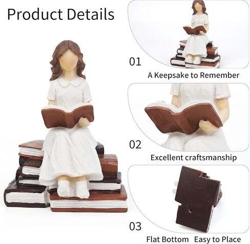 Book Lover Gifts for Women Figurines, Girl Reading Statue Gift for Readers Book Lovers Women Teachers Students, Home Office Bookshelf Decor Sculpted Hand-Painted Figure in Saudi Arabia
