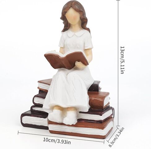 Book Lover Gifts for Women Figurines, Girl Reading Statue Gift for Readers Book Lovers Women Teachers Students, Home Office Bookshelf Decor Sculpted Hand-Painted Figure in Saudi Arabia