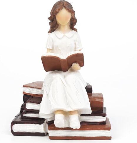 Book Lover Gifts for Women Figurines, Girl Reading Statue Gift for Readers Book Lovers Women Teachers Students, Home Office Bookshelf Decor Sculpted Hand-Painted Figure in Saudi Arabia