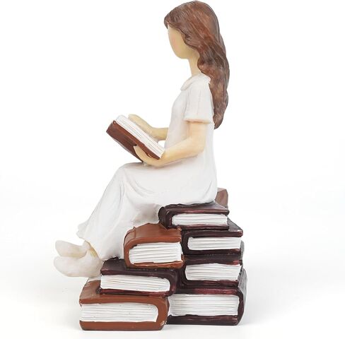 Book Lover Gifts for Women Figurines, Girl Reading Statue Gift for Readers Book Lovers Women Teachers Students, Home Office Bookshelf Decor Sculpted Hand-Painted Figure in Saudi Arabia
