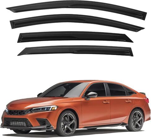 HAFIDI® Window Visor Fit for Honda Accord & Accord Hybrid 2023 2024 Outside All Weather Durable Window Rain Guards, Window Deflectors, Vent Window Visors, 4 Pieces Set Accessories - Black in Kuwait