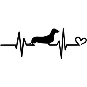 Dachshund Heartbeat MKR Decal Vinyl Sticker |Cars Trucks Vans Walls Laptop|Black|7.5 x 2.7 in|MKR1180