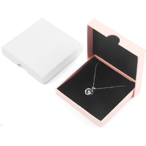 2PCS Small Jewelry Gift Box 3.5X3.5X0.6'', Pink/White Small Jewelry Necklace Gift Box Empty Cardboard Gift Boxes with Lid, Portable Square Bracelets Necklaces Earrings Ring Box for Jewelry Gift