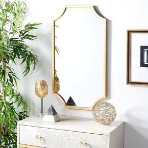 SAFAVIEH Home Collection Elenin Brass 20 x 36-inch Decorative Accent Wall Mirror for Bedroom Living Room Bathroom Entryway