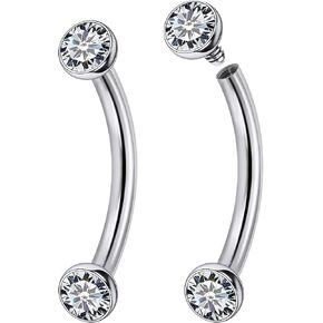 Jenxnjsjo F136 Titanium 16g 6/8/10mm Eyebrow/Rook/Snug/Vertical-Labret/VCH/Snake-Eyes/Anti-Tragus/Christina/Daith/Belly-Button/Bridge/Hood/Surface Curved Barbell Piercing Jewelry for Women Men