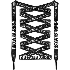 2 Pair Christian Shoe Laces with Proverbs 3: 5 Christ Printed Flat Shoelaces for Athletic Running Sneakers in Kuwait