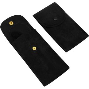 Portable Velvet Watch Snap Pouch Travel Watch Case Single Watch Holder Pouch Wristwatches Bracelets Storage Bag for Men Women Black