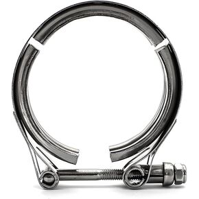 V Band Clamp for Turbo, Automotive Stainless Steel Turbo Clamp with Male Female Flange, Universal V-Band Bolt Clamp for Turbo Downpipe Exhaust System, Car Accessories (3")