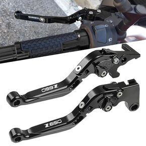 GZYWMJZ Motorcycle Brake and Clutch Levers Modified Parts Fits for Kawasaki Z650 2017 2018 2019 2020 2021 2022 2023 2024 Motorbike Adjustable Foldable Extendable Brake Lever (Black-Red)