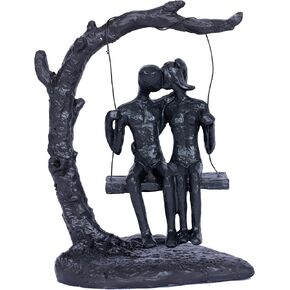 Imitation iron Anniversary Wedding Gifts for Couple/Her Modern Swing Couple Statue in Love Sweet Loving Together Iron Sculpture Decor Romantic Sweet Loving Figurine Birthday Gifts for Man and Woman