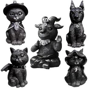 5 Sets of Halloween Resin Crafts, Home Decoration Ornaments, Cats, Dogs, Skeletons, Halloween Decoration Statues