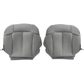 SecosAutoparts Driver and Passenger Side Bottom Replacement Leather Seat Cover Gray #122 922 Compatible with Chevy Silverado GMC Sierra Compatible with Chevy Tahoe Suburban 1999 2000 2001 2002