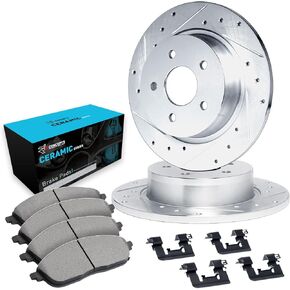R1 Concepts Rear Brakes and Rotors Kit |Rear Brake Pads| Brake Rotors and Pads| Ceramic Brake Pads and Rotors |Hardware Kit |fits 2018-2022 Honda Odyssey
