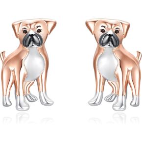Dreamboat Boxer Dog Stud Earrings for Women 925 Sterling Silver Boxer Puppy Jewelry Birthday Party Gifts for Boxer Dogs Lovers