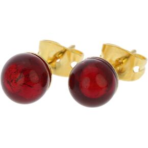 GlassOfVenice Murano Glass Tiny Stud Earrings - Ruby Red