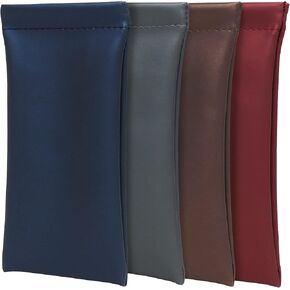 Yogo Vision Glasses Case Squeeze Top Sunglasses Sleeve Pouch Leather Case Soft Slip in Eyeglasses Holder (4 Pack)