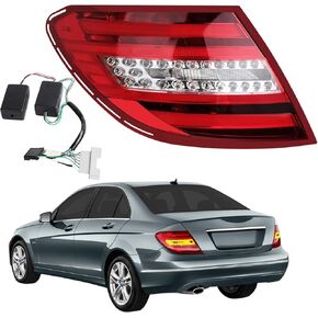 Passenger Side LED Tail Light Assembly with Resistance Fit for Mercedes Benz C250 C300 C350 C230 C63 AMG 2008 2009 2010, Rear Right Taillight with Resistance, W204 Taillamp Set
