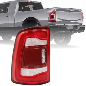 FIONE Tail Light Compatible with Dodge Ram 2500 3500 2019 2020 2021 2022 2023 Rear Light Without Blind Spot LED Type & Red Lens Chrome Right Passenger Side 68361716AD