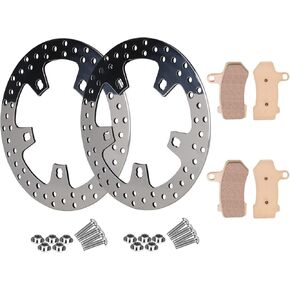 11.8" Front Polished Brake Discs Rotors Brake Pads for Harley Touring Bagger Road King FLHR 2015-2021 for Road Glide 2015-2020 for Electra Glide Street Glide 2014-2021 with Hardware Bolts Washers