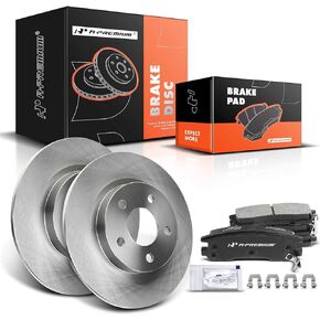 A-Premium 11.72 in (298 mm) Rear Vented Disc Brake Rotors + Ceramic Pads Kit Compatible with Select Cadillac and Pontiac Models - DeVille 00-05, Seville 98-04, Bonneville 04-05, 6-PC Set