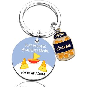 Funny Keychain for Adult Cheese Gifts for Women Men Cheese Keychain Accessories Funny Gifts for Cheese Lovers Birthday Gifts for Best Friend Christmas Valentine Day Gift