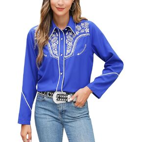 Western Shirts for Women Embroidered Long Sleeve Floral Button Up Rodeo Cowgirl Show Wear Ladies Clothes