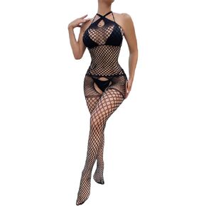 Crotchless Lingerie for Women Sexy Club Outfits Fishnet Bodytocking Rave Outfits One Piece Body Stocking Nightwear
