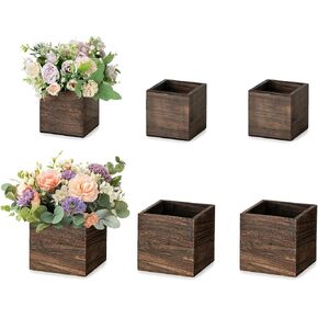 NUPTIO Wooden Box for Centerpiece Wedding: 12 Pcs Rustic Square Planter Box for Christmas Centerpiece Table Decorations - 4×4" & 5×5" Small Wood Vases Flower Pots for Windowsill Home Garden Decor