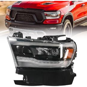 LED Headlight Assembly Compatible with Dodge Ram 1500 2019 2020 2021 2022 Replacement Headlamp with Black Housing Left Driver Side 68533275AA CH2502320