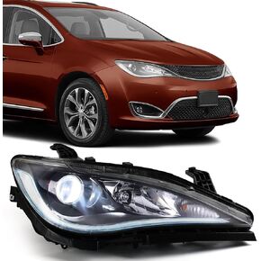 FIONE Headlights Assembly Compatible with Chrysler Pacifica 2018 2019 2020 (Not Fit for Hybrid) halogen Projector Headlamp Right Passenger Side RH