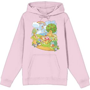 Bioworld Kirby Whispy Woods Picnic Long Sleeve Cradle Pink Men's Hooded Sweatshirt
