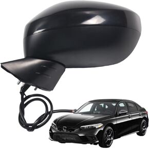 Side Mirror Car Door Mirror Fits for HONDA CIVIC 2022 2023 2024 Right Passenger Side | Power Adjustable Glass | Paint to Match |HO1321350 | BLACK (RH)-3 Pins