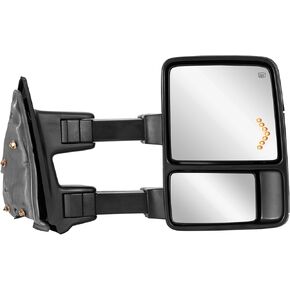 Passenger Side Tow Mirrors Compatible for 2008-2016 Ford F250 F350 F450 F550 Super Duty Power Heated Right Truck Mirror Telescope w/Turn Signal light Arrow Light Black