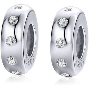 Charm Bracelet Spacer Beads Sterling Silver 2pcs Rubber Stopper Charm Spacer Beads for Pandora Charm Bracelet Beads (B 1171)