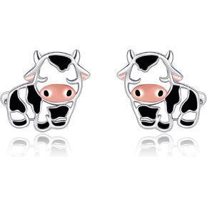 Cow Earrings Sterling Silver Cow Studs Cute Jewelry Animal Present for Women