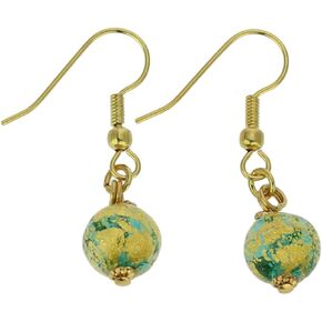 GlassOfVenice Murano Glass Golden Glow Earrings - Green