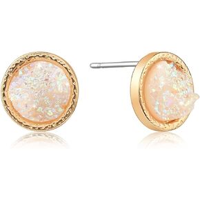 Humble Chic Simulated Druzy Stud Earrings for Women - 10mm Gold Tone Round Earring Studs