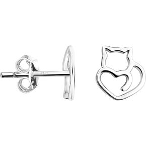 SOFIA MILANI - Solid 925 Sterling Silver Earrings for Women - Cat Stud Earring - 20963