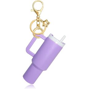 LAEKOU Mini Cup Keychain, Cute Tumbler Keychain Chapstick Holder, Key Charms Accessories for Bag Backpack Purse Lip Balm