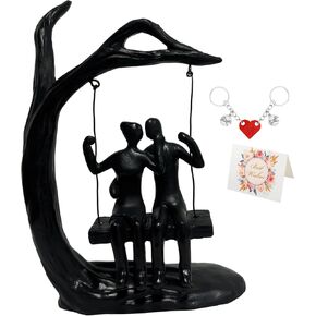Anniversary Wedding Gifts for Women/Couple, Wedding Gifts for Newlyweds,Black Resin Handmade Romantic Couple Statue in Love Sculpture Home Decor, Couple Gifts for Her Birthday Gift for Girlfriend Wife