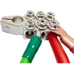 12-Way Battery Terminal Connector 6x2/0 Gauge AWG Lead-Acid Car Audio Battery Terminals Positive and Negative (+/-)(Pair) for SAE/DIN/EN Tapered Top Post