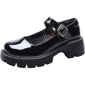 Women's Platform Mary Jane Pumps,Round Toe Chunky Cosplay Dress Uniform Shoes