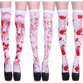 sanderala Halloween High Socks for Women Cosplay Party Stocking Knee Hosiery 3 Pairs