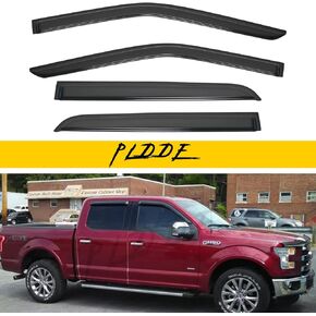 4X Smoke Sun/Rain Guard Outside Mount Tape-On Vent Window Visors Compatible with 15-23 F150 Crew Cab (Supercrew Cab) 17-23 F250/F350/F450/F550 Super Duty Crew (Supercrew) Cab